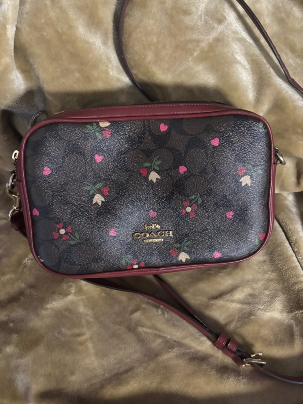 Coach Jes Crossbody In Signature Canvas With Heart Petal Print authentic